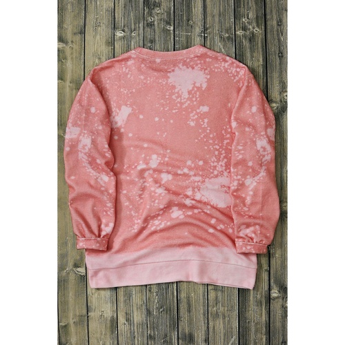 Pink Tie Dye Autumn Pumpkin Graphic Drop Shoulder Sweatshirt - M - Main Image