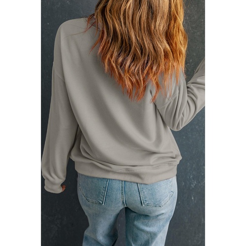Gray GOBBLE Turkey Graphic Drop Shoulder Pullover Sweatshirt - S - Main Image