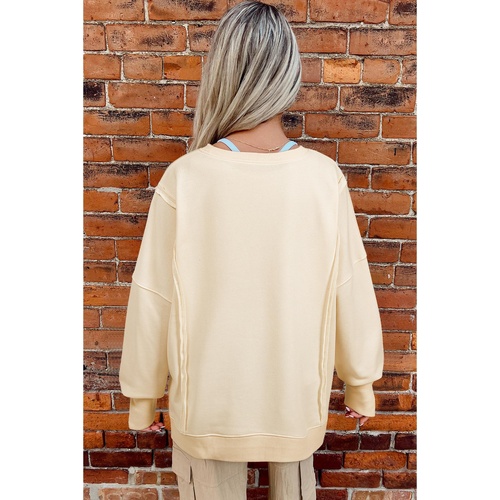 Apricot LOVE PATCH Graphic Oversized Sweatshirt - S - Main Image