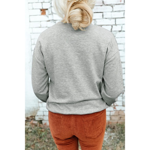 Gray Disco Ball Bowknot Pumpkin Graphic Crewneck Sweatshirt - L - Main Image