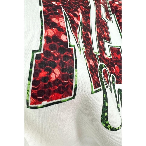 Beige MERRY Christmas Heat Transfer Printing Crewneck Pullover Sweatshirt - M - Main Image