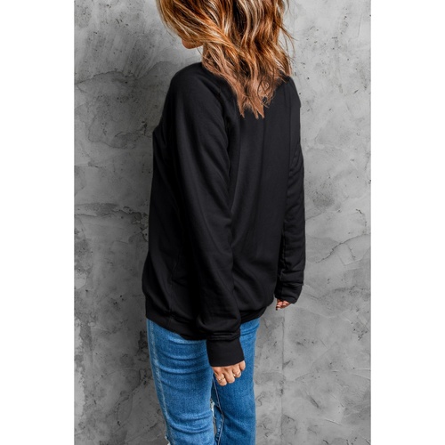 Black Rhinestone Christmas Tree Graphic Pullover Sweatshirt - S - Main Image