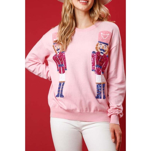 Pink Nutcracker Christmas Crew Neck Sweatshirt - M - Main Image