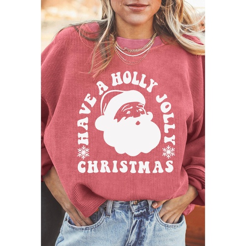 Strawberry Pink HAVE A HOLLY JOLLY CHRISTMAS Corded Sweatshirt - L - Main Image