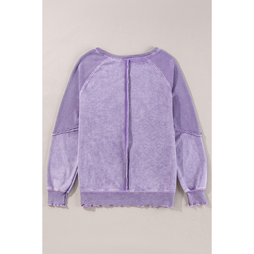 Orchid Petal Mardi Gras Patched Pattern Waffle Patchwork Sweatshirt - L - Main Image