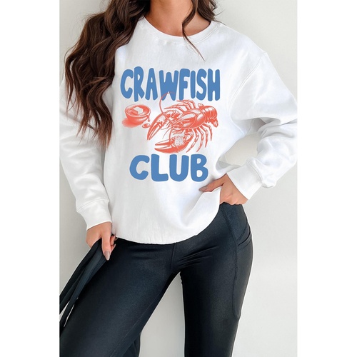 White CRAWFISH CLUB Printed Drop Shoulder Sweatshirt - S - Main Image