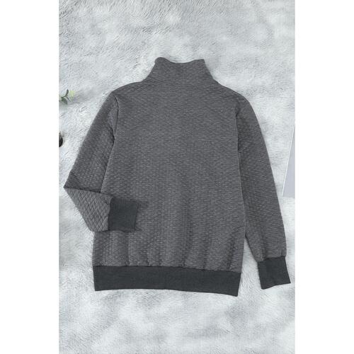 Azura Exchange Quilted Stand Neck Sweatshirt with Fake Front Pocket - XL - Main Image