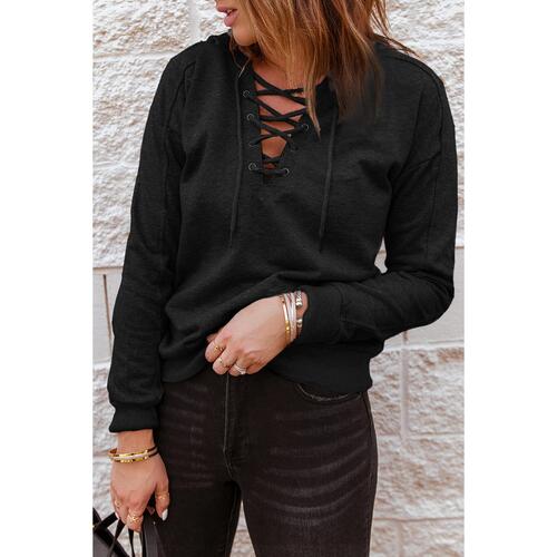 Azura Exchange Solid Color Lace-up Hoodie - L - Main Image