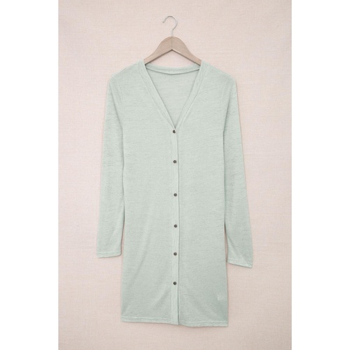 Solid Color Open-Front Buttons Cardigan - M - Main Image