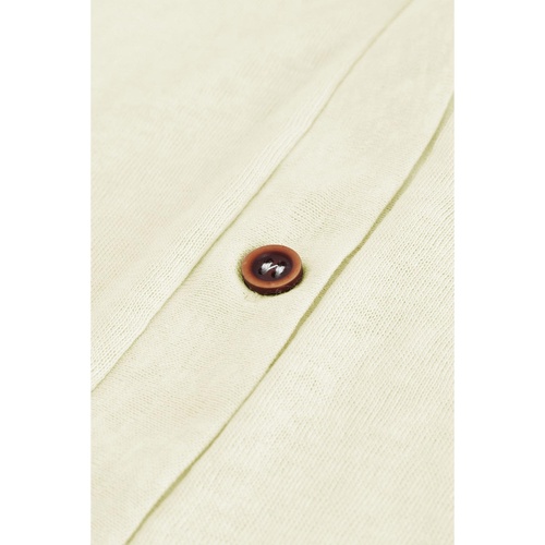Beige Solid Color Open-Front Buttons Cardigan - L - Main Image