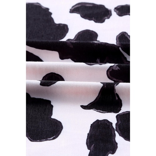 Black Western Pattern Cow Patchwork Open Front Cardigan - M - Main Image