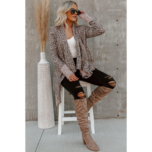Leopard Open Front Cardigan - S - Main Image