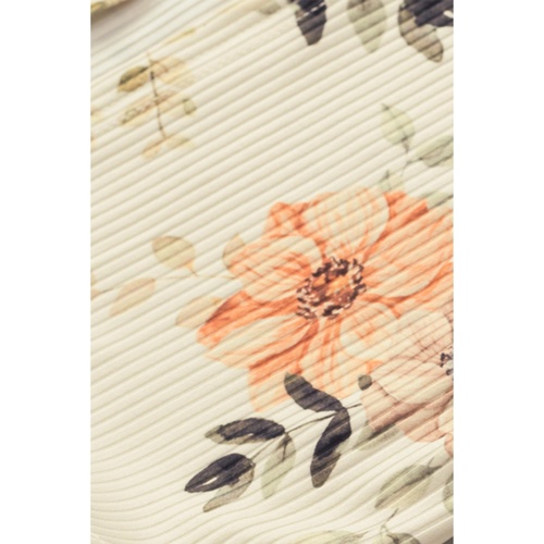 Apricot Floral Print Ribbed Knit Slim Fit Cardigan - L - Main Image