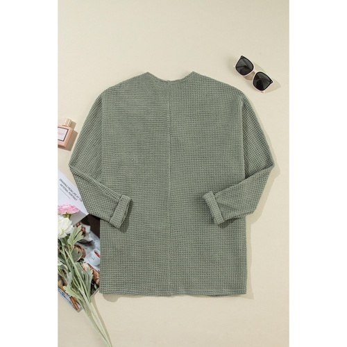 Laurel Green Waffle Knit Open Front Cardigan - L - Main Image