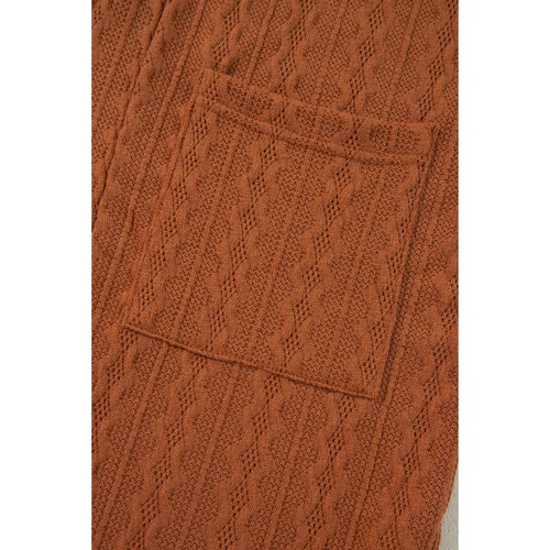Chestnut Textured Knit Side Pockets Open Front Cardigan - L - Main Image