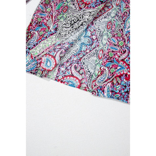 Red Paisley Print Open Front Kimono - XL - Main Image
