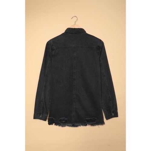 Black Ripped Denim Jacket - 2XL - Main Image