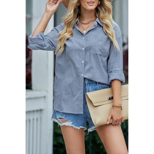 Azura Exchange Buttoned Pocket Long Sleeve Shirt - S - Main Image
