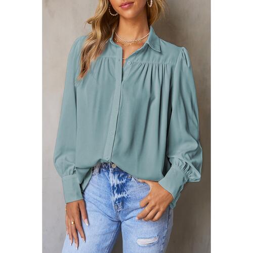 Azura Exchange Button Up Puff Sleeve Blouse - XL - Main Image