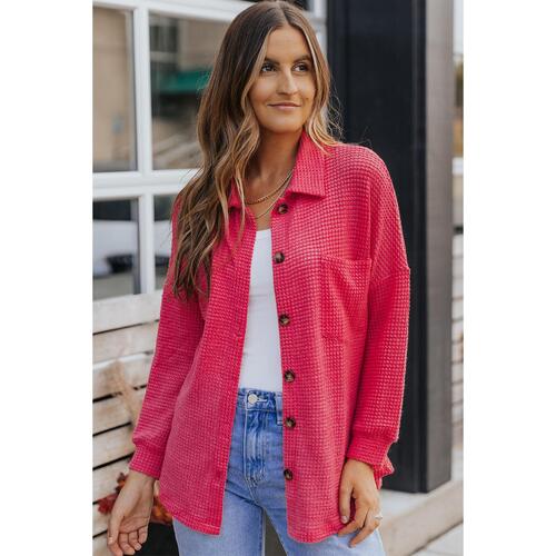 Azura Exchange Button Up Waffle Knit Casual Shirt - M - Main Image