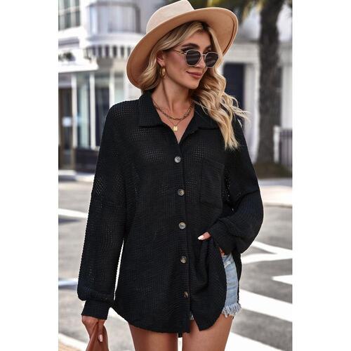 Azura Exchange Button Up Waffle Knit Casual Shirt - M - Main Image