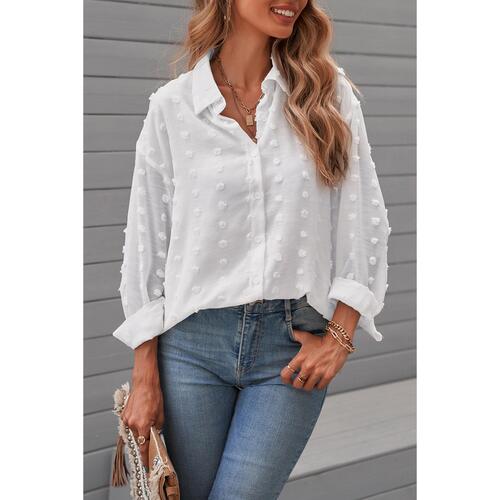 Azura Exchange Button Fuzzy Polka Dot Shirt - L - Main Image