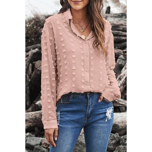 Azura Exchange Button Fuzzy Polka Dot Shirt - S - Main Image