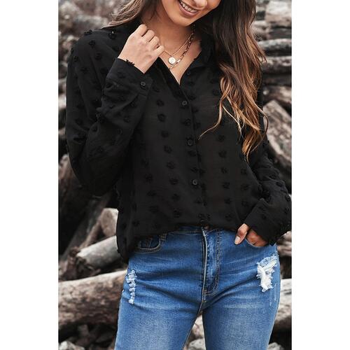 Azura Exchange Polka Dot Long Sleeve Button Shirt - M - Main Image