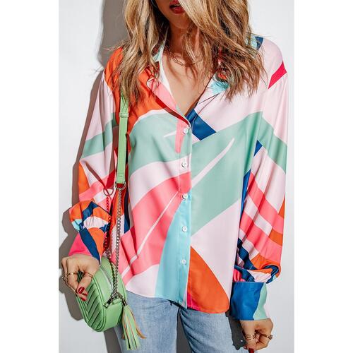 Azura Exchange Abstract Print Cuffed Sleeve Shirt - XL - Main Image