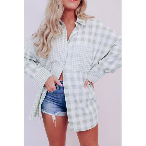Azura Exchange Checked Patchwork Long Sleeve Shirt - M - Main Image