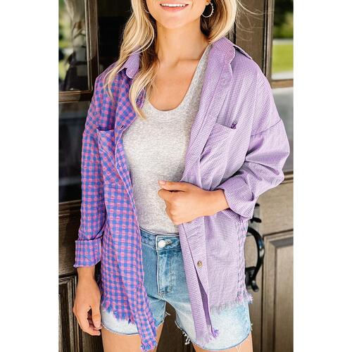 Azura Exchange Plaid Button Down Long Sleeve Shirt with Chest Pocket - L - Main Image