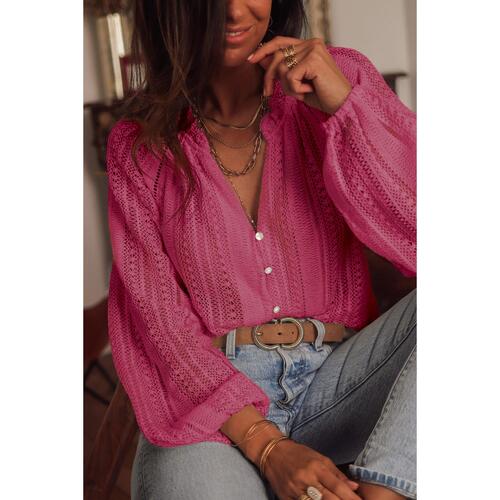 Azura Exchange V-Neck Lace Button-Up Shirt - XL - Main Image