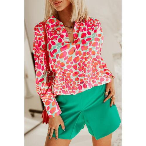 Azura Exchange Abstract Print Long Sleeve Buttoned Shirt - S - Main Image