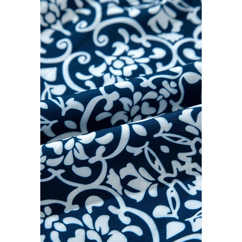 Blue Floral Ric-rac Patchwork Button Loose Fit Shirt - XL - Main Image