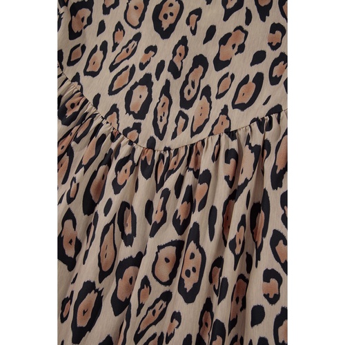 Light French Beige Oversized Leopard Print Balloon Sleeve Casual Shirt - 2XL - Main Image