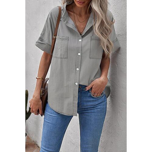 Azura Exchange Denim Shirt with Turn-down Collar - M - Main Image