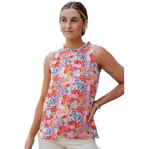 Multicolor Floral Print Relaxed Tank Top - 2XL - Main Image