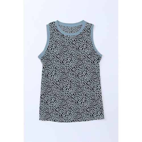 Azura Exchange Gray Leopard Print Round Neck Tank Top - XL - Main Image