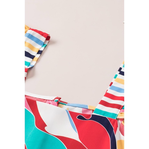 Multicolor Square Neck Abstract Print Tank Top - L - Main Image