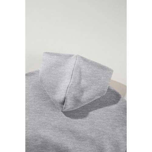 Gray Solid Exposed Seams Hoodie and Joggers Activewear Set - M - Main Image