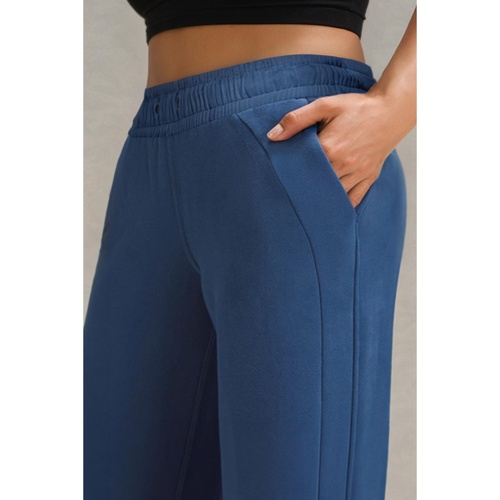 Sail Blue Drawstring High Waist Wide Leg Pocketed Sweatpants - L - Main Image