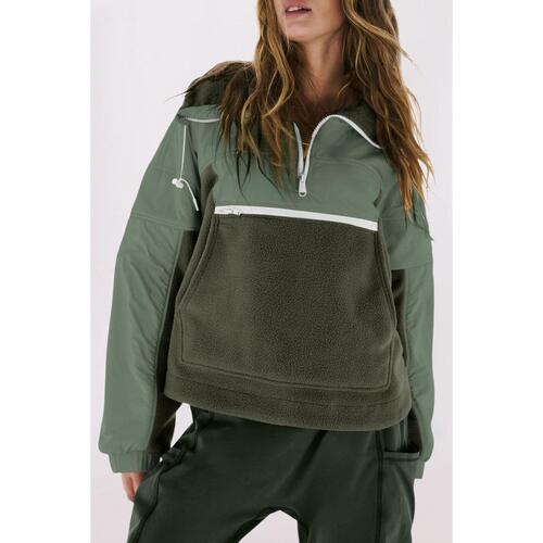 Azura Exchange Fleece Patchwork Color Block Zip Funnel Neck Sweatshirt - 2XL - Main Image
