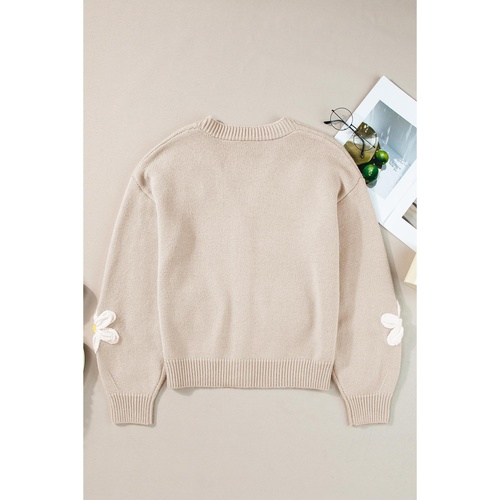 Parchment Elegant Flower Decor Button Front Cardigan - L - Main Image