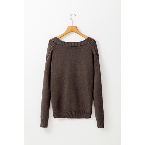 Dark Khaki Open Knit Drop Shoulder Sweater Cardigan - 2XL - Main Image