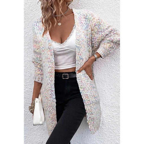 Yellow Multicolor Confetti Open Front Knit Cardigan - XL - Main Image