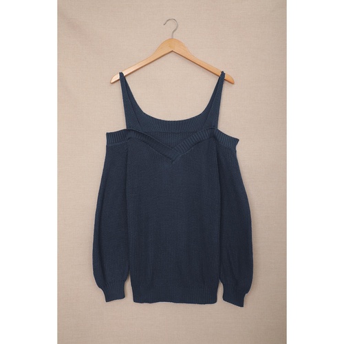Dark Blue Dew Shoulder Juliette Knitted Sweater - XL - Main Image