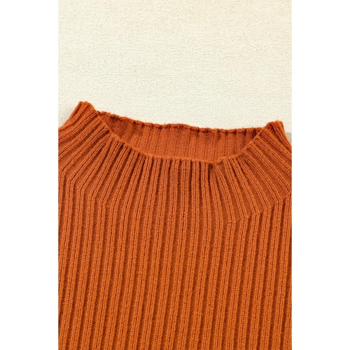 Gold Flame Patch Pocket Ribbed Knit Short Sleeve Sweater - L - Main Image