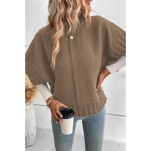 Desert Palm Mock Neck Batwing Short Sleeve Knit Sweater - XL - Main Image