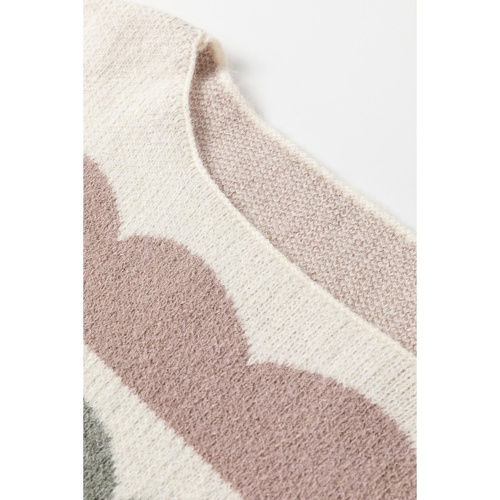 Gray Wave Striped Balloon Sleeve Drop Shoulder Sweater - L - Main Image