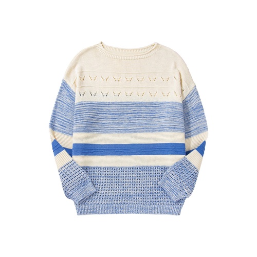 Light Blue Open Stitch Puff Sleeve Sweater - S - Main Image